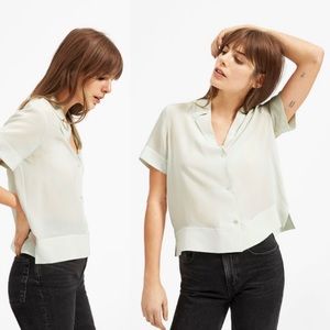 🍃 NWOT Everlane Clean Silk Notch shirt in Mint